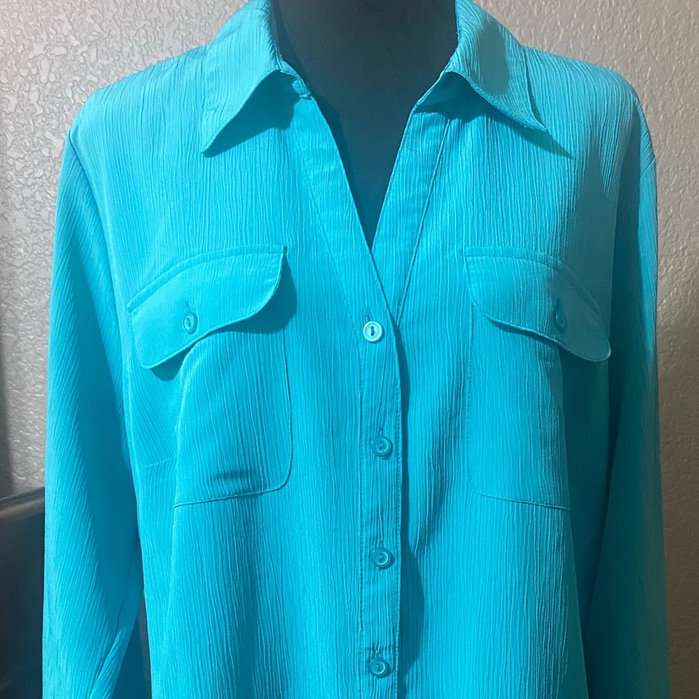 Teal Button Up Blouse